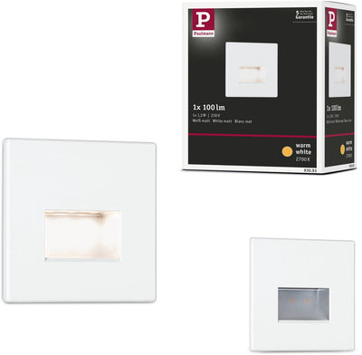 Lampada da parete da incasso a LED Paulmann edge – bianco opaco – 2700k bianco caldo – 1,2w – 50 lm – 230v – illuminazione scale a parete