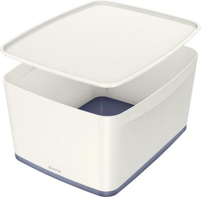 Scatola portaoggetti Leitz mybox con coperchio - vassoio di smistamento per l'home office - grigio bianco - 1 pezzo