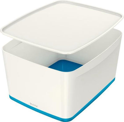 Leitz mybox® large con coperchio, scatola portaoggetti - blu bianco