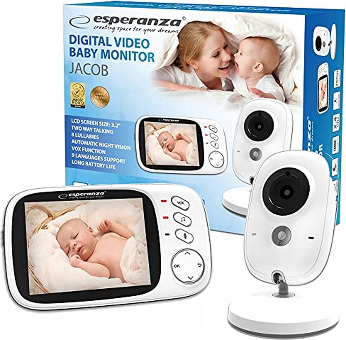 Esperanza ehm002 baby monitor LCD 3.2 bianco