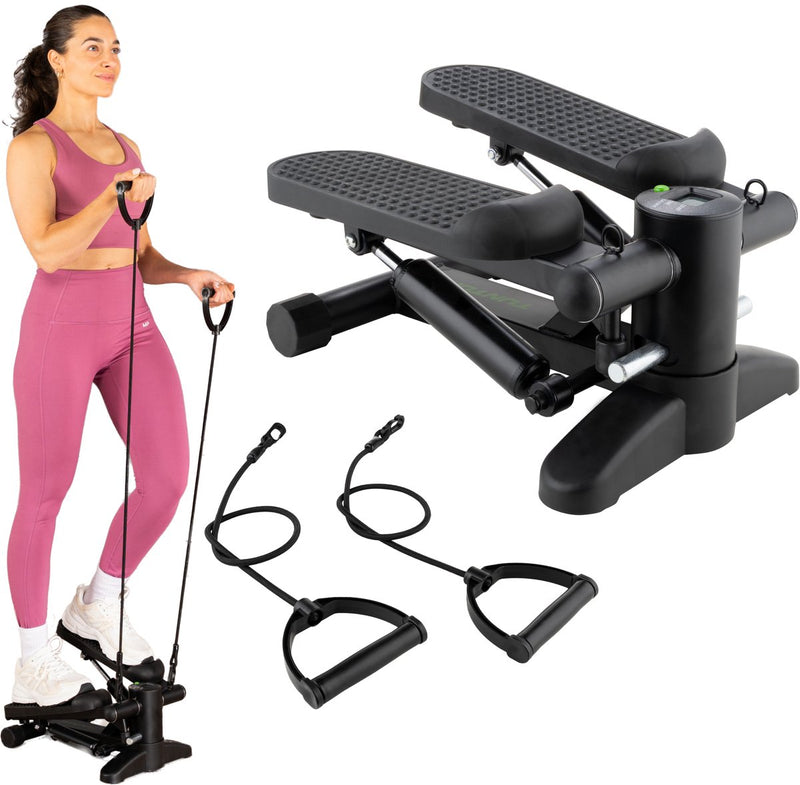 Tunturi stepper - stepper fitness - stair Climber - step aerobico - fitness - display incluso e fasce di resistenza - nero
