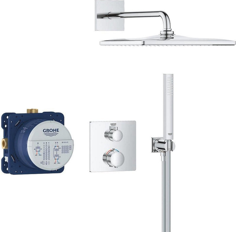 Sistema de ducha empotrado de precisión Grohe - panel de control cuadrado - cromado