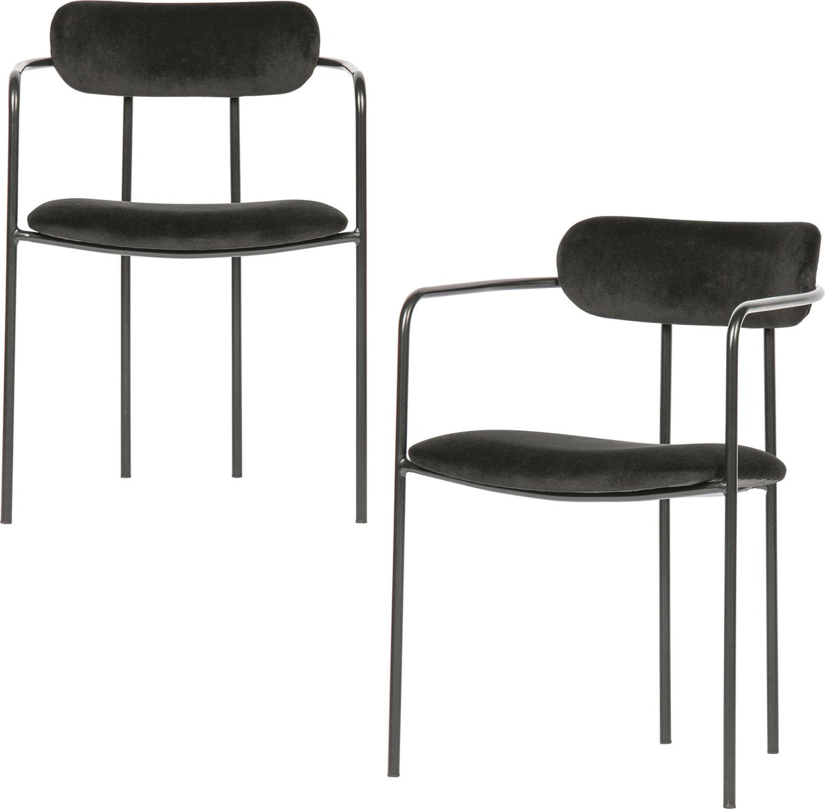 Sedie per sala da pranzo Wood Ivy - velluto - nero - set di 2