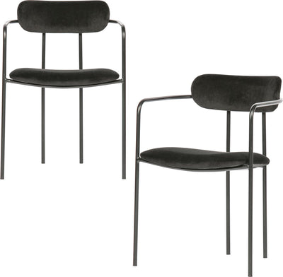 Sedie per sala da pranzo Wood Ivy - velluto - nero - set di 2