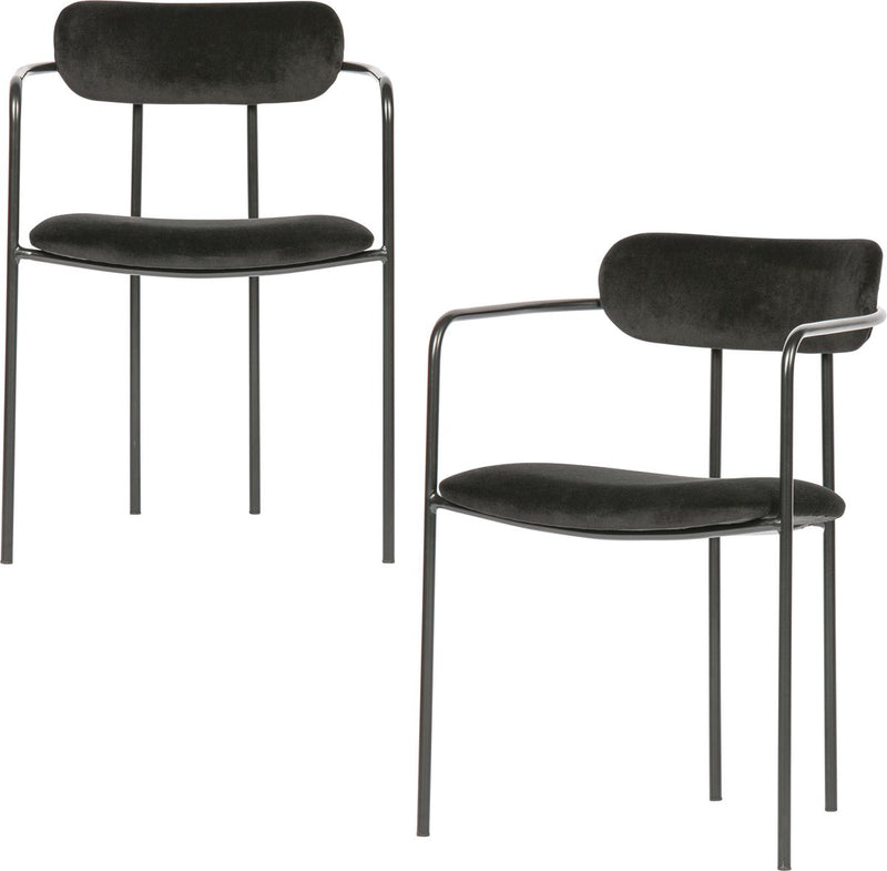 Sillas de comedor Woood Ivy - terciopelo - negro - juego de 2