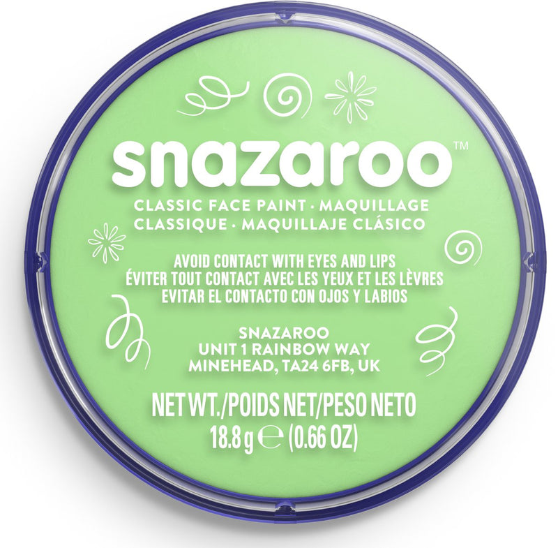Snazaroo 1118400 - verde chiaro - pittura per il viso aqua da 18 ml pittura per il viso per bambini e adulti