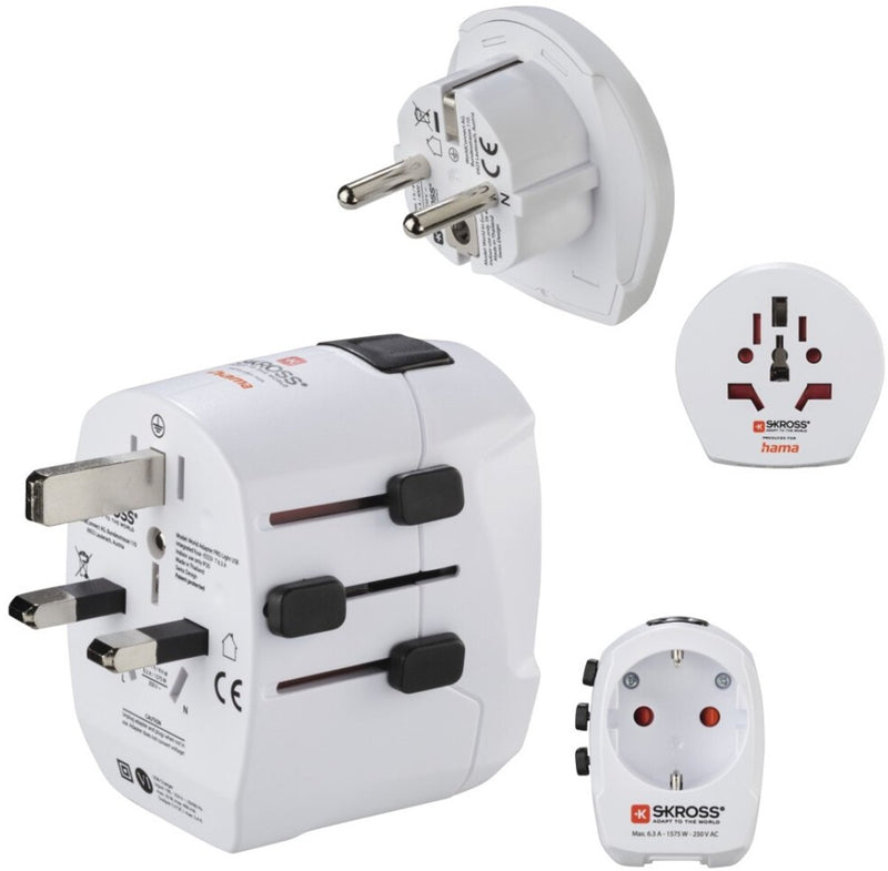 Hama skross tramite travel plug - world travel pro - eur (tipo e, f) verso il mondo - incl. dal mondo all'euro - 2x USB-A - bianco