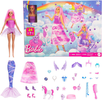 Calendario de Adviento de Barbie con muñeca de moda y 24 accesorios sorprendentes