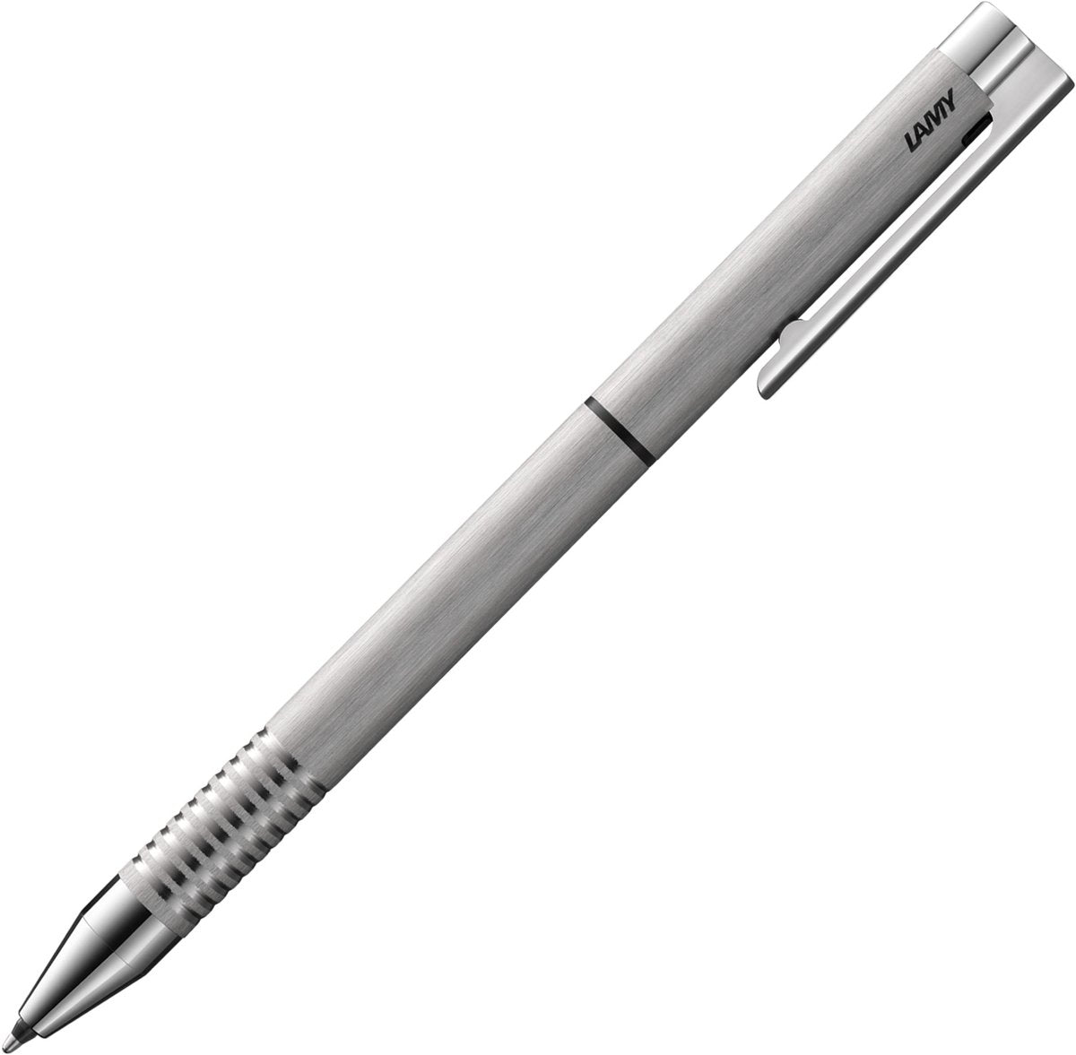 Set Lamy composto da 1x sistema multipenna Twin Pen con penne a sfera logo 606 e portamine in acciaio inossidabile spazzolato e 1x custodia in vera pelle nera per due strumenti da scrittura