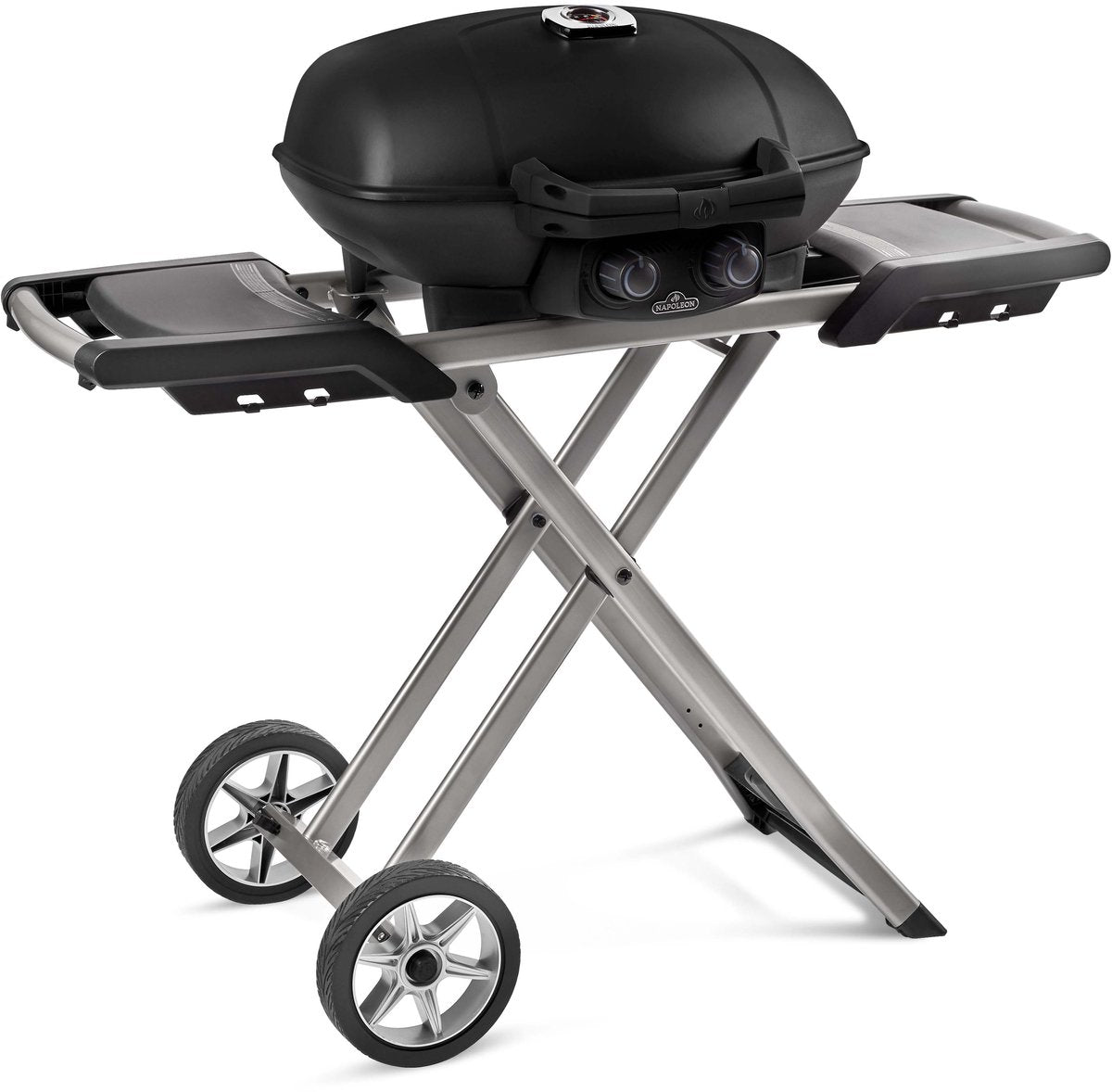 Barbecue a gas Napoleon travelq pro285x con base - BBQ portatile con tavolini laterali e termometro