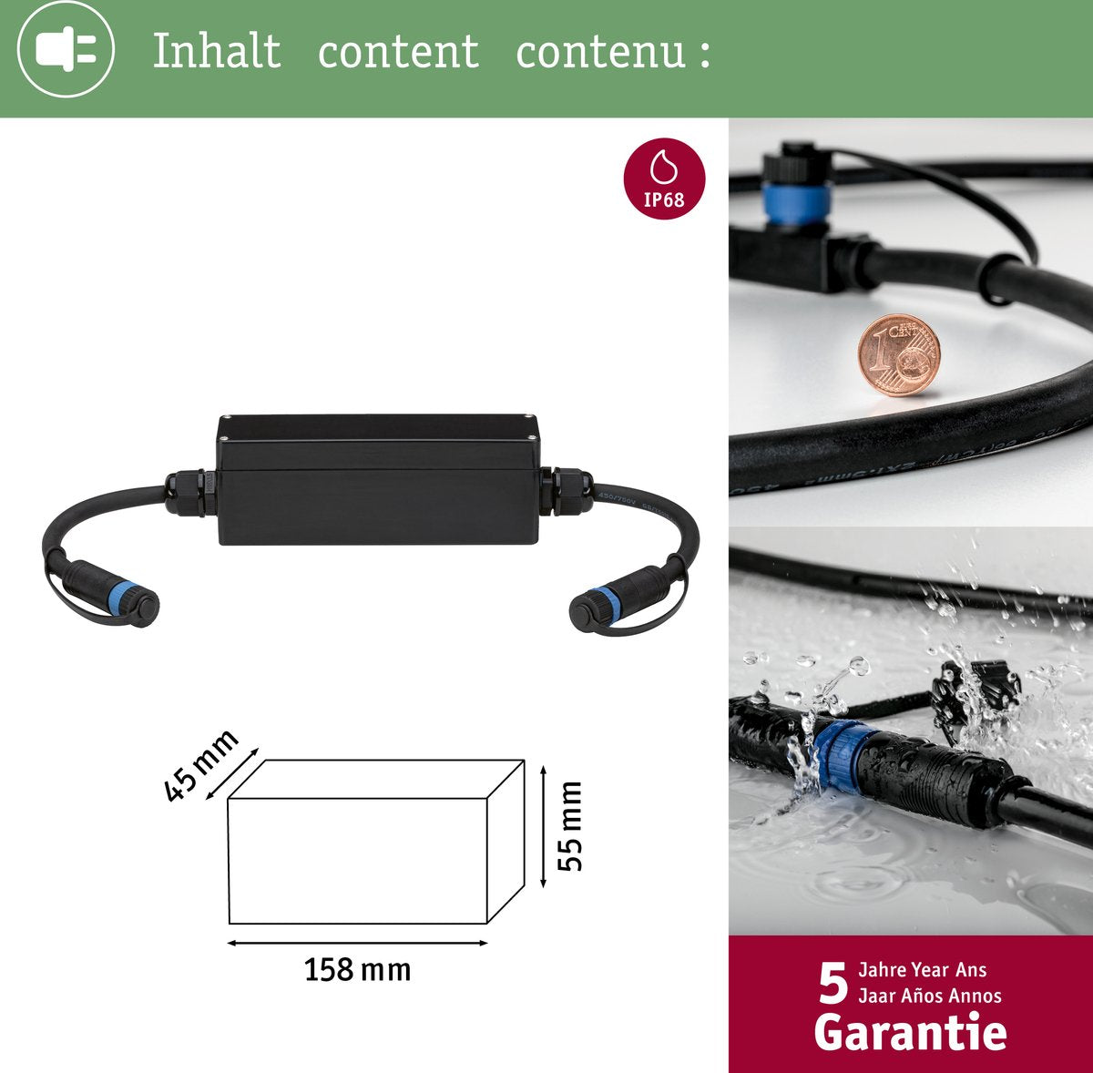 Paulmann plug shine connection box voor loxone compact dimmer ip68 max. 150w wit