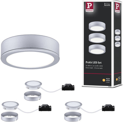 Paulmann iluminación LED debajo de armario pukk 3x3,5w 65 mm 3x210lm 230v redondo cromo mate