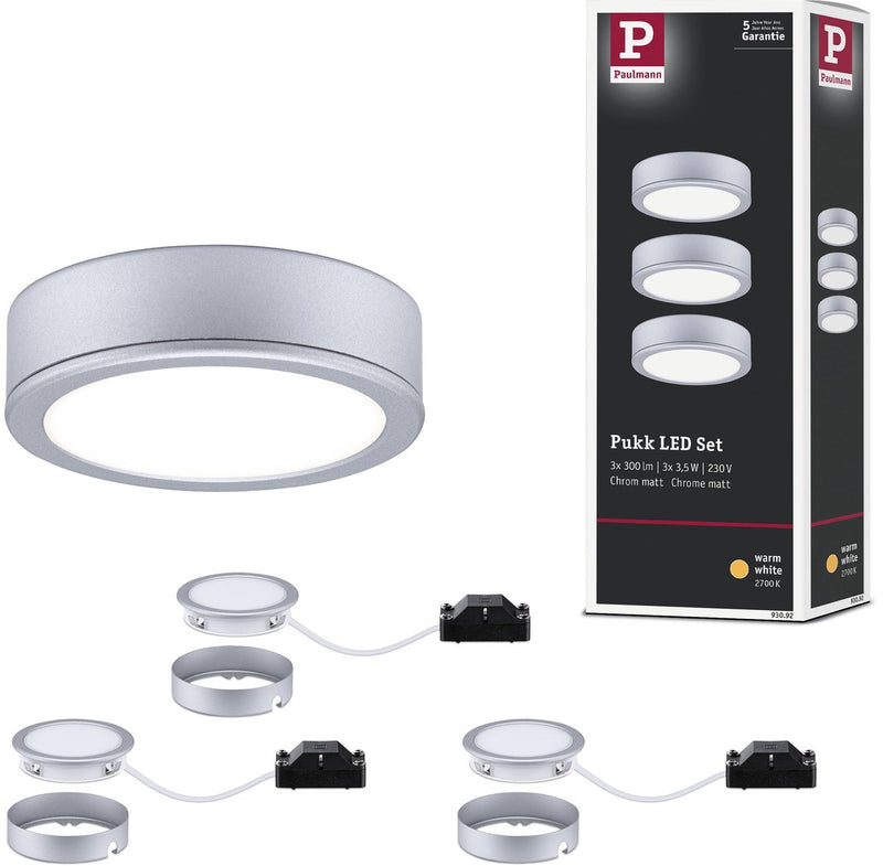 Paulmann Illuminazione sottopensile LED pukk 3x3,5w 65 mm 3x210lm 230v rotonda cromo opaco