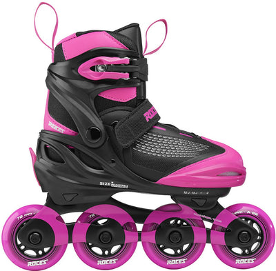 Roces moody x tif pattini in linea regolabili per bambini - pattini in linea - pattini per la crescita - nero rosa - taglia 30-35