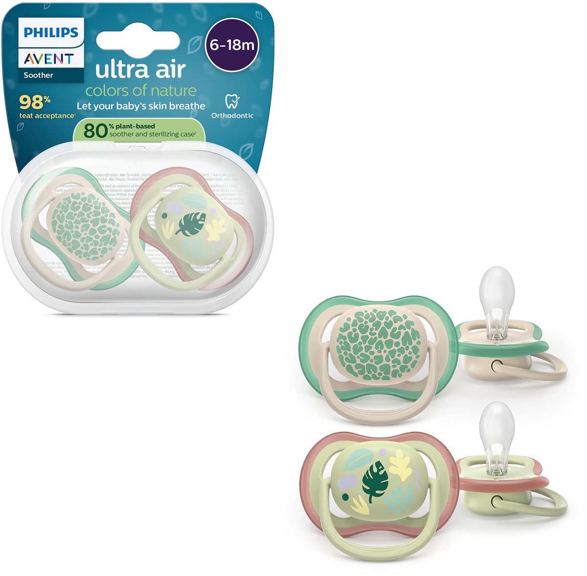 Philips avent ultra air – ciuccio traspirante e leggero (6-18 mesi) – 2 pezzi – scf087 17