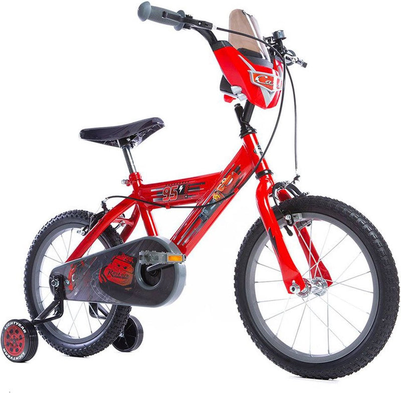 Huffy disney cars lightning mcqueen 16 inch kinderfiets + trainingswielen voor jongens of meisjes 5-7 jaar - met opklapbaar scherm