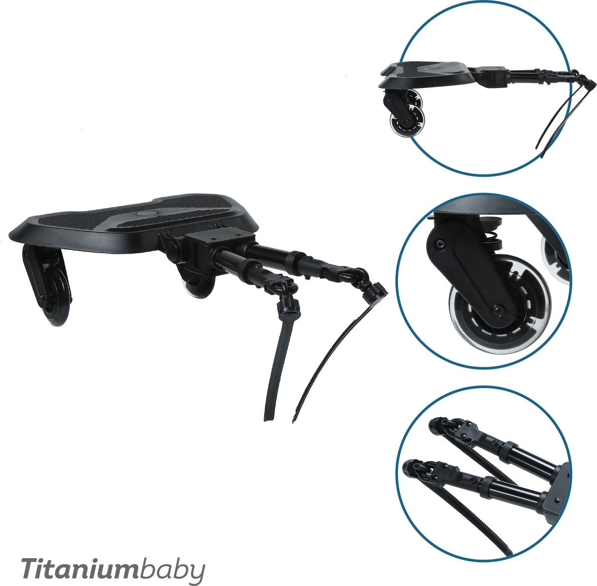 Pedana con ruote per bambini in titanio smart joy2ride nera