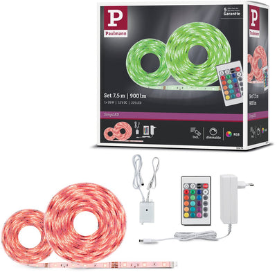 Striscia led semplice Paulmann 7,5 metri rgb - set plug play - 26w - 12v - bianco - metallo plastica