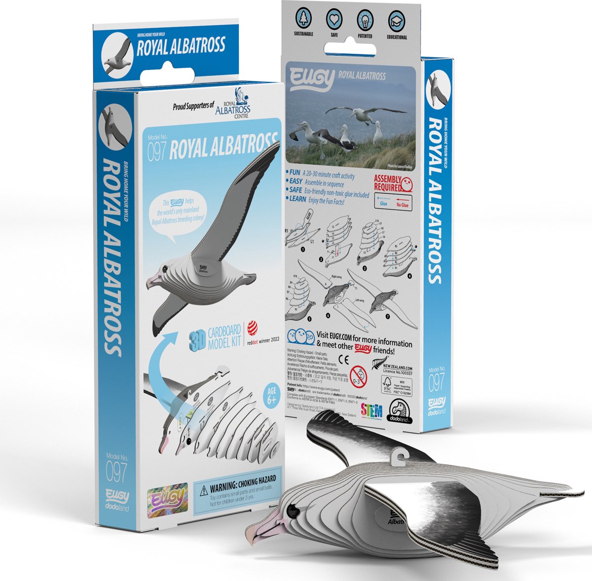 Puzzle 3D Eugy - albatro reale - uccelli - sostenibile - collezionali tutti - 6 anni