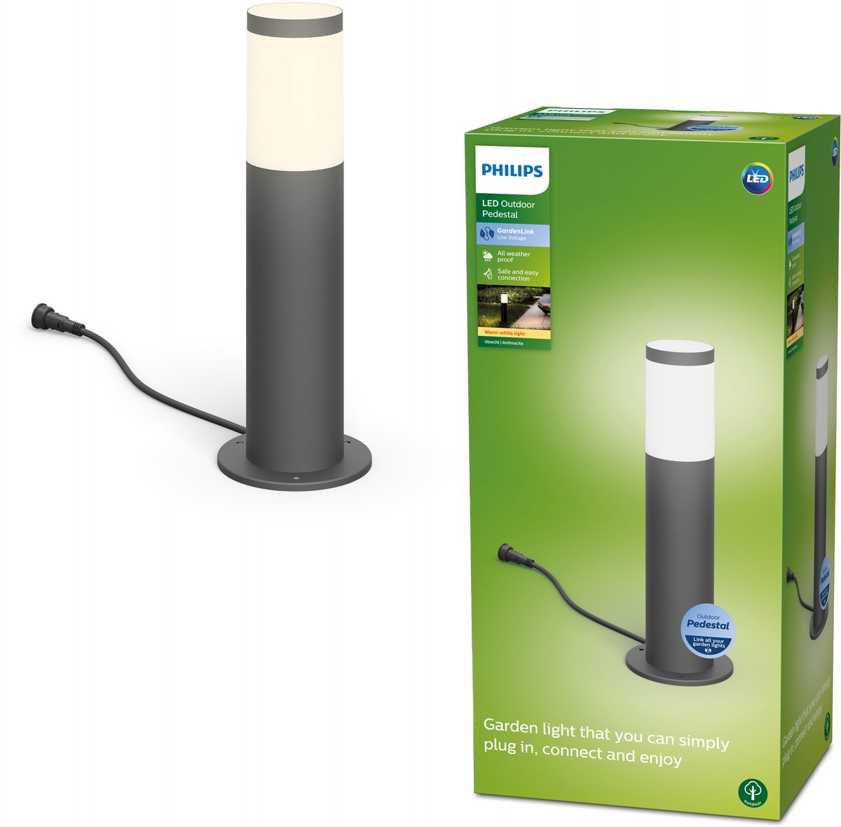 Lampada da terra Philips LED Utrecht per esterno - basso voltaggio - antracite - luce bianca calda - 6 W