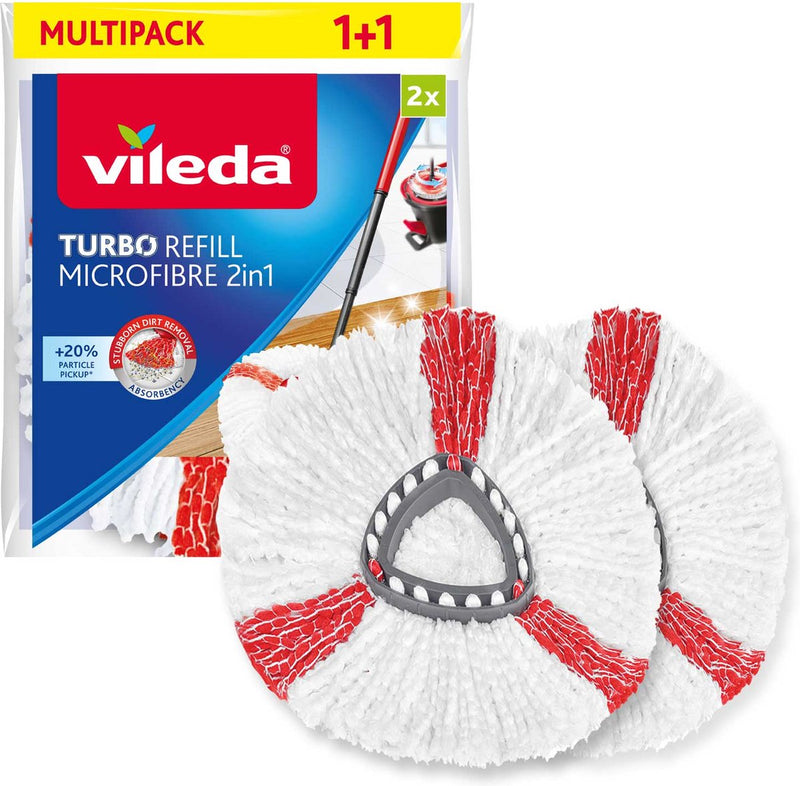 Ricambio Vileda turbo 2in1 - set da 2 - adatto a tutti i sistemi di centrifuga da - +20% di potere pulente extra - per tutti i pavimenti