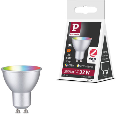 Paulmann Standard 230 V Smart Home ZigBee 3.0 Riflettore LED GU10 350LM 4.8W RGBW+ Dimmerabile Cromo Opaco