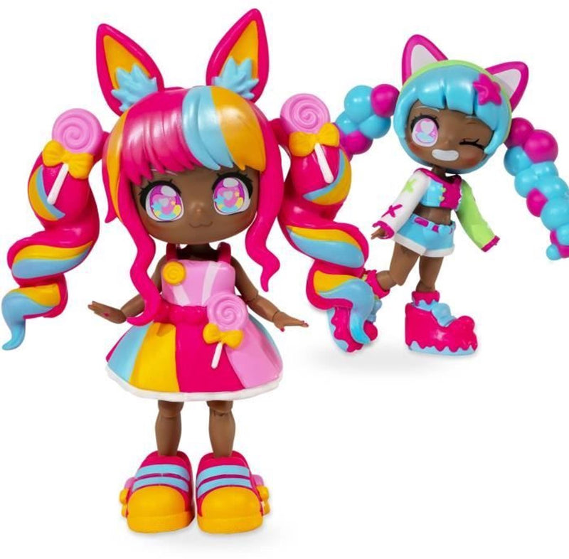 Bandai - animakii lollipop bubblegum - set de muñecas personalizable - 1 muñeca, 4 caras, 2 peinados, 2 conjuntos, 2 pares de zapatos - juguete creativo 5+ años - hea26351