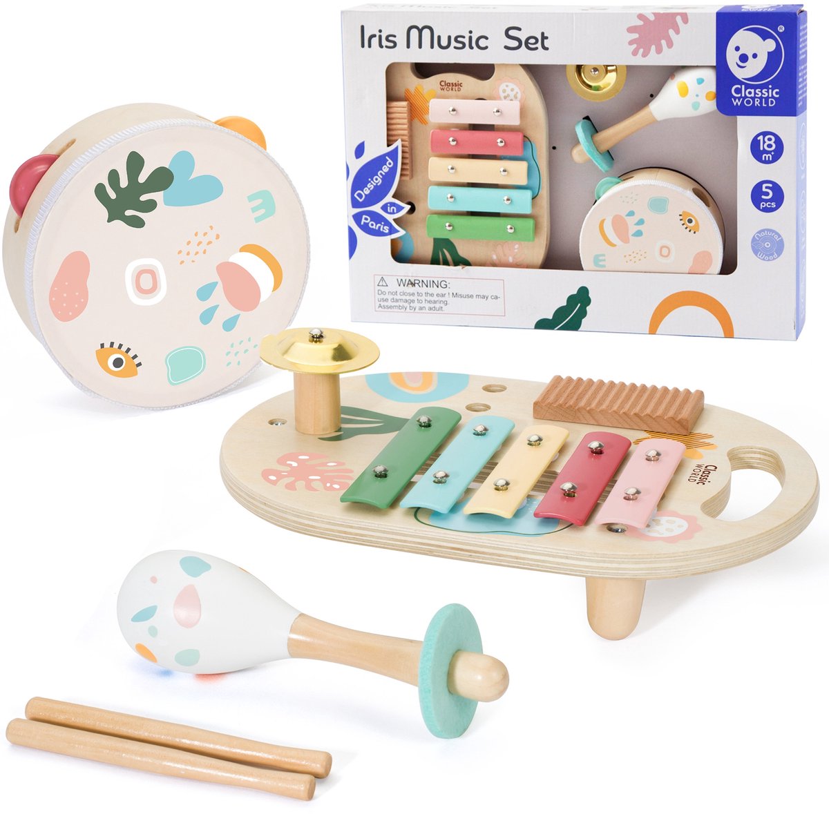 Classic World World Wooden Musical Instruments Set Iris