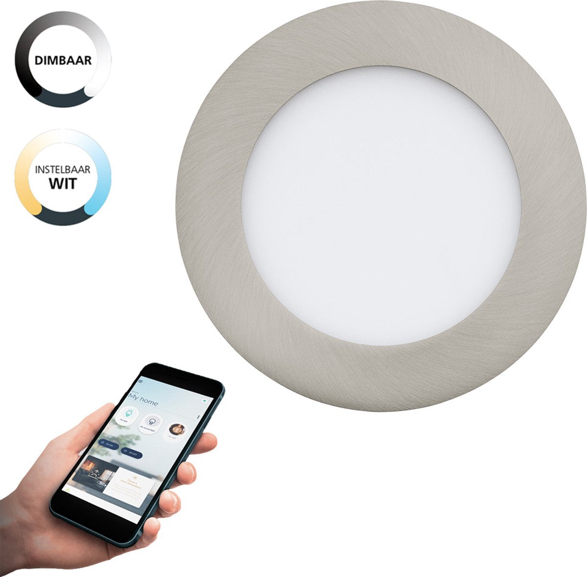 Eglo connect.z fueva-z smart inbouwlamp - ø 12 cm - grijs wit - instelbaar wit licht - dimbaar - zigbee