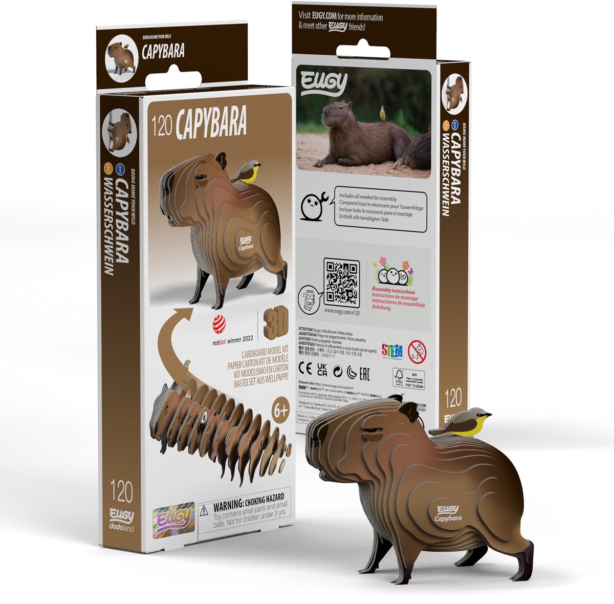 Eugy 3d puzzel - capibara - wilde dieren - duurzaam - verzamel ze allemaal - 6 jaar
