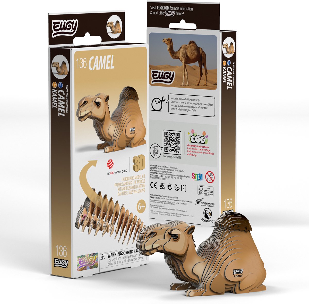 Eugy 3d puzzel - kameel - wilde dieren - duurzaam - verzamel ze allemaal - 6 jaar