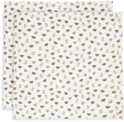 Jollein x Miffy - panno idrofilo grande 115x115 cm - fasciatoio - cotone morbido - 2 pezzi - miffy e i suoi amici
