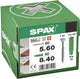 Taco Spax tipo SD 8 x 40 mm + tornillo universal, 5 x 60 mm, cabeza avellanada, rosca parcial, t-star plus t20, wirox, 60 + 60 piezas - 5000001200025