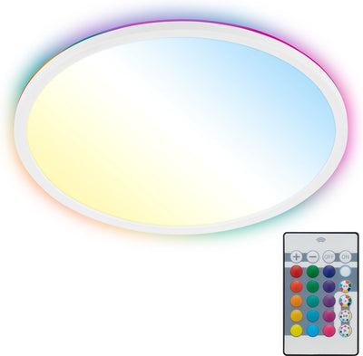 B.K.licht - LED ceiling lamp - with RGBIC - backlight - with remote control - CCT - dimmable - 42x3 cm - white