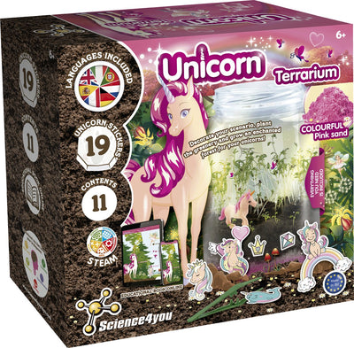 Science 4 you science4you terrario unicorno – kit stelo – crea un terrario da favola con unicorno – giocattoli educativi – età 6+