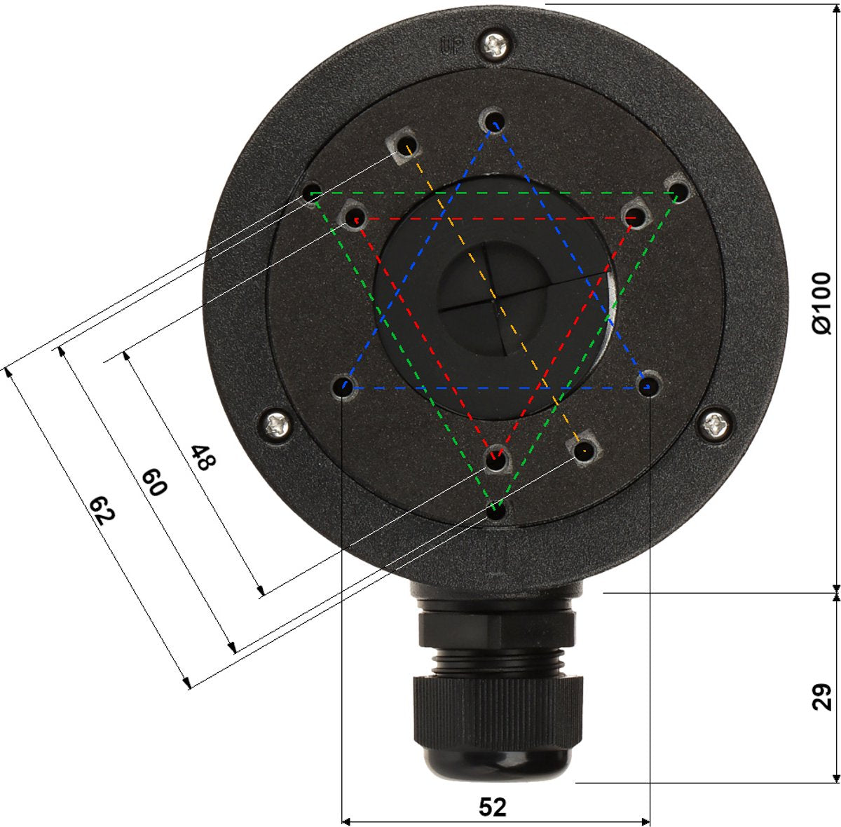 Hikvision - camera beugel - zwart - aluminium - ø 100mm