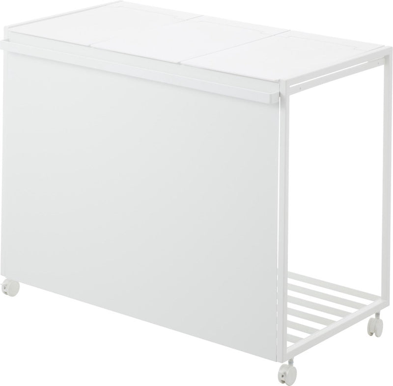 Yamazaki afvalscheidingsprullenbak met wielen - 3 comp - tower - wit