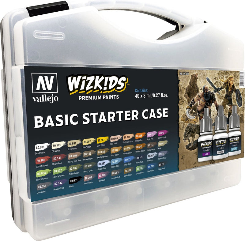 Vallejo basic starter case - wizkids premium paints - 40 colors - 8ml - 80260