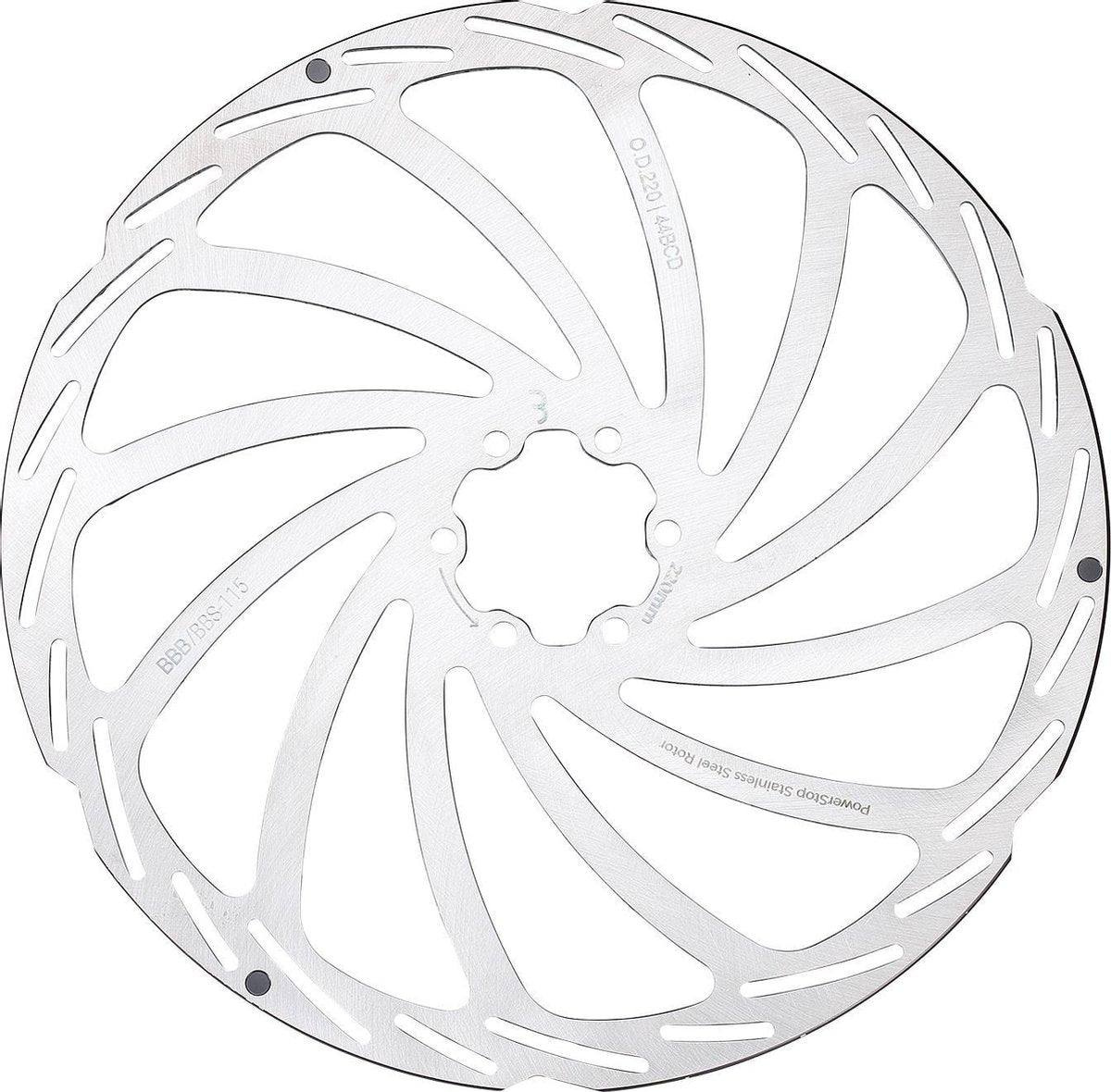Bbb cycling schijfrem powerstop 6-gaats remschijf bbs-115 - zilver - 220 mm