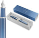 Parker im writing rituals vulpen | rustgevend blauw afwerking met kleurverloop en verchroomde details | medium penpunt | blauwe inkt | geschenkverpakking