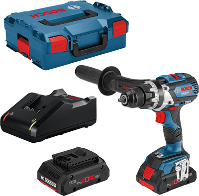 Bosch blue gsr 18v-110 c - juego de taladro y destornillador con batería de ion de litio de 18v (batería 2x4.0ah) en l-boxx - 06019g010a