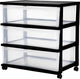 Nuovo sistema di cassettiere Iris Wide - 3 cassetti x 30 l - plastica - nero trasparente - con ruote