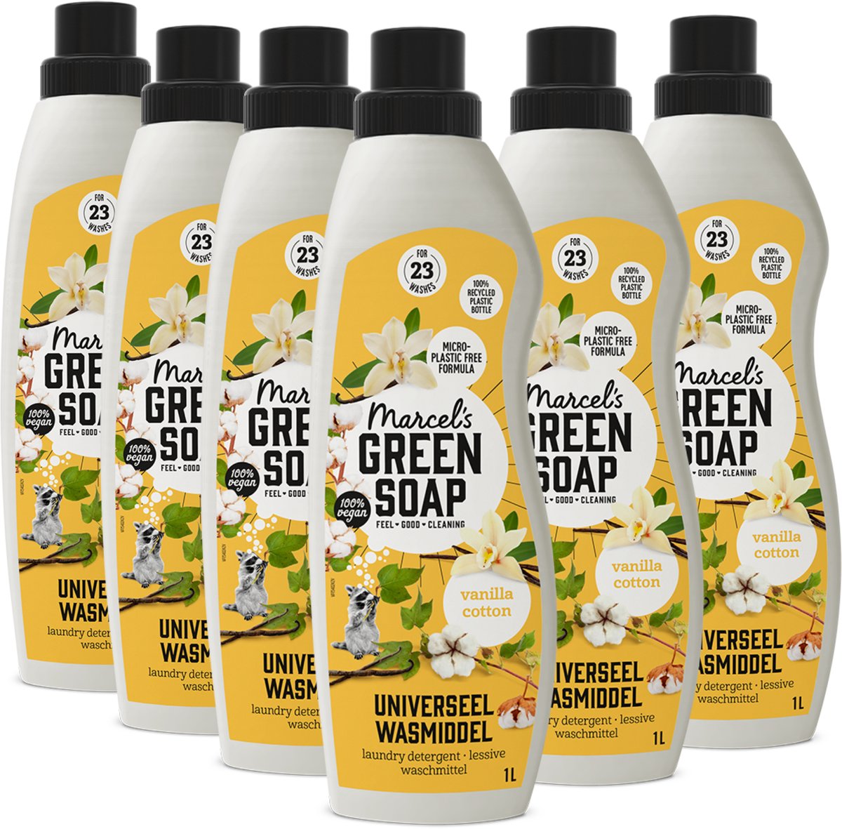 Marcel's green soap universal detergent - vanilla cotton - 6 x 1l - 138 washes