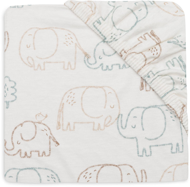 Lenzuolo con angoli Jollein per letto - 60x120 cm - jersey - storie di elefanti