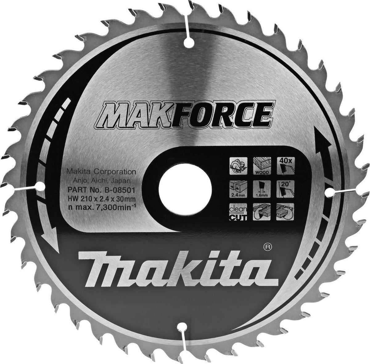 Makita cirkelzaagblad voor hout | makforce | ø 210mm asgat 30mm 40t - b-08501