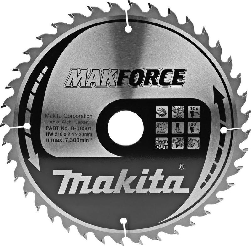 Makita cirkelzaagblad voor hout | makforce | ø 210mm asgat 30mm 40t - b-08501