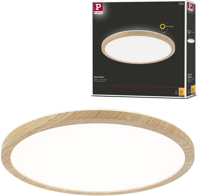 Paulmann Panel LED atria brillo retroiluminación ip44 redondo 293 mm 16w 1600lm 3000k aspecto madera
