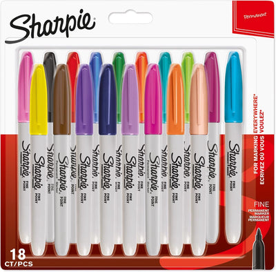 Marcadores permanentes Sharpie | punto fino | varios colores alegres | 18 piezas
