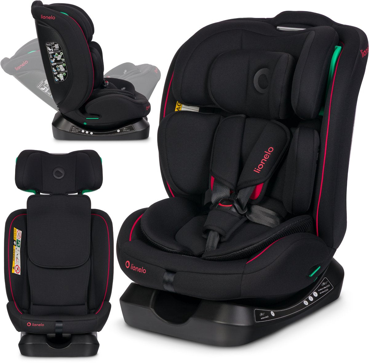 Lionelo aart i-size car seat 4in1 – 40-150 cm (0-12 years) – rwf fwf – rearward up to 105 cm – installation with seat belt – memory foam headrest – 13 positions – tiltable – washable cover – r129 certified