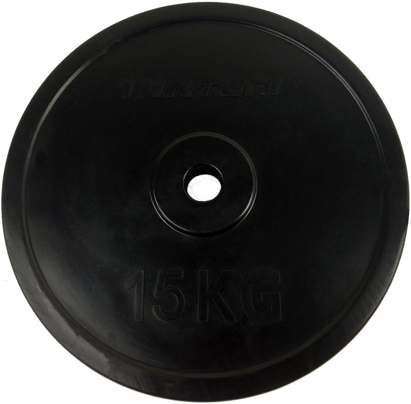 Piatto pesi Tunturi - pesi con manubri - 1x 15 kg - 30 mm - gomma - incl. applicazione fitness gratuita